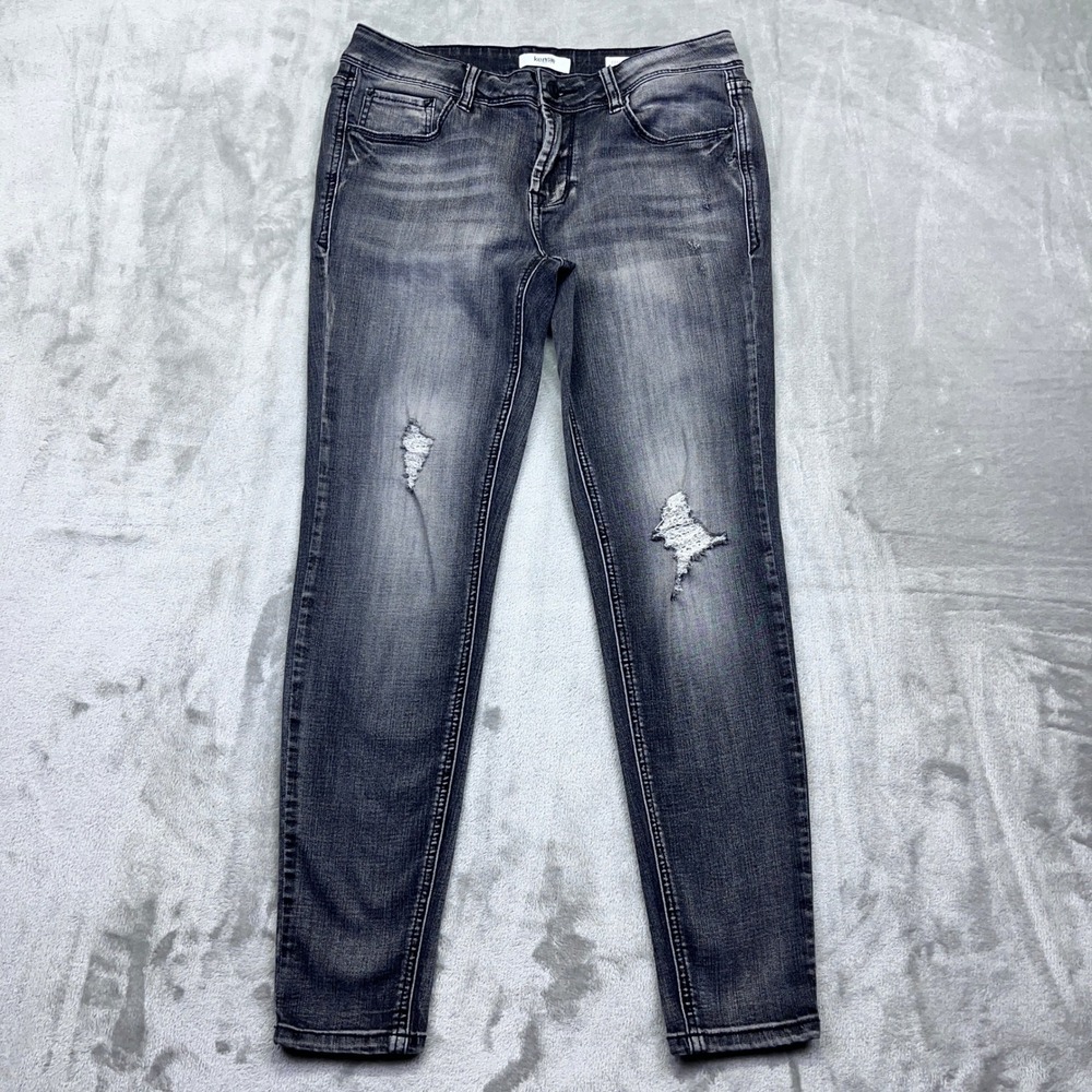 Kensie Effortless Ankle‎ Jeans Black Wash Distressed Ripped Skinny Womens 4/27